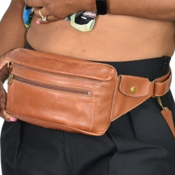 Vintage Coach Fanny Pack Brown Leather Waist Pouch Bum Belt Bag Adjustable Small - Picture 13 of 16